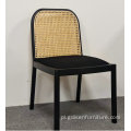 Nowoczesne krzesło jadalne z litego drewna koja caneblackhomediningchair